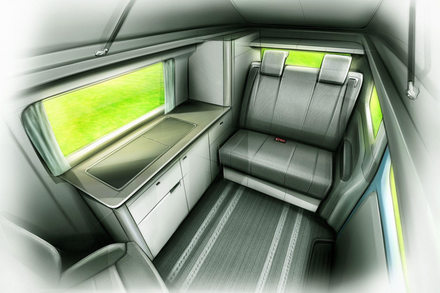 The interior of the LEVC e-Camper.