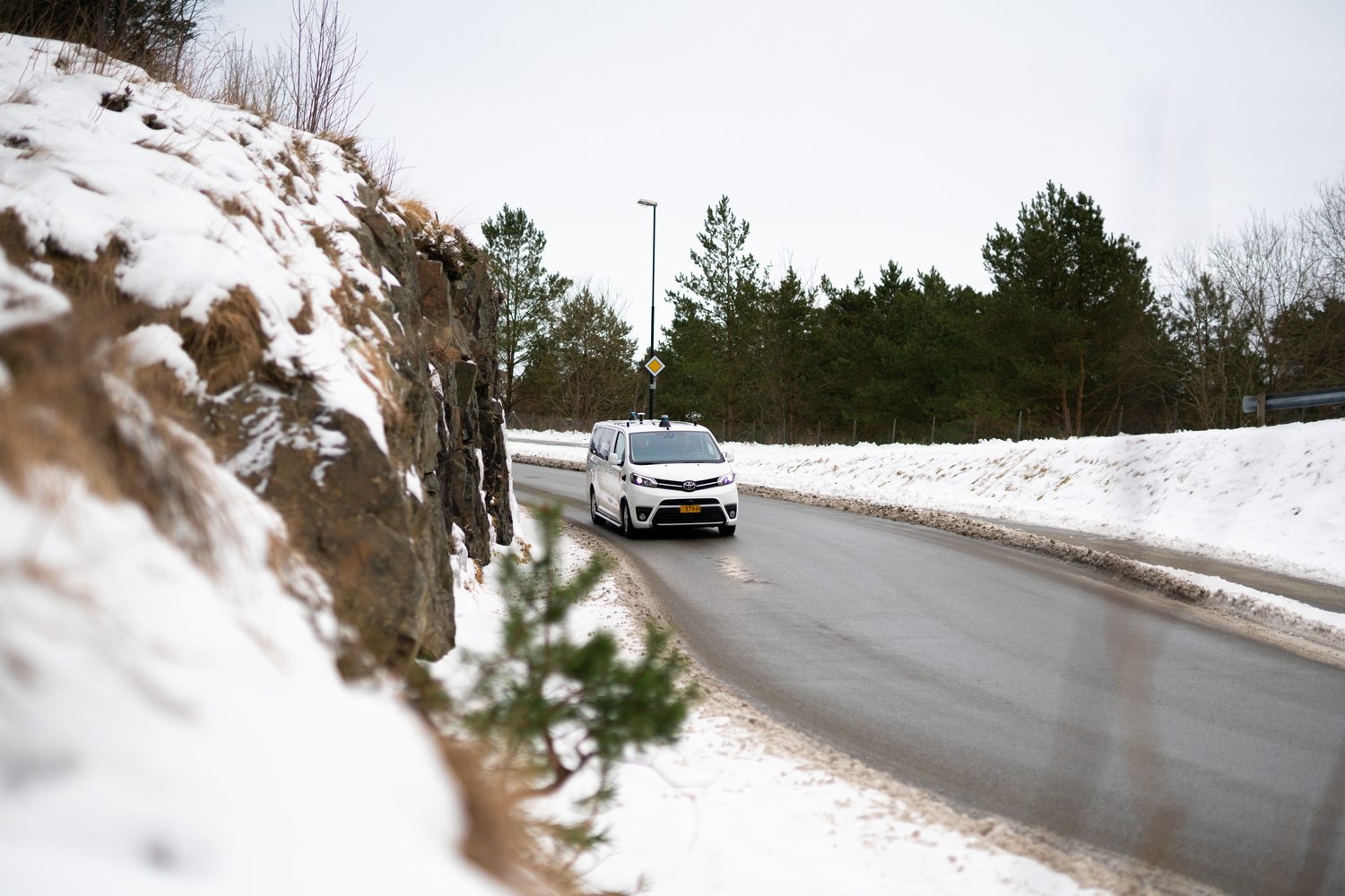 An electric Toyota Proace driving in Norway